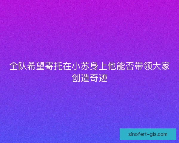 全队希望寄托在小苏身上他能否带领大家创造奇迹